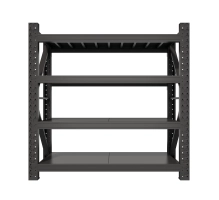 SR-12-BCK Storage rack, 4 tiers, BLACK, adjustable, 200x50x200 cm, max. load 200 kg