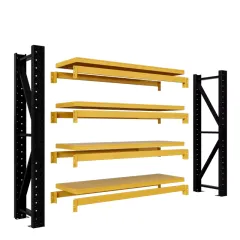 SR-12-YLW Storage rack, 5 tiers, YELLOW, adjustable, 200x60x200 cm, max. load 200 kg