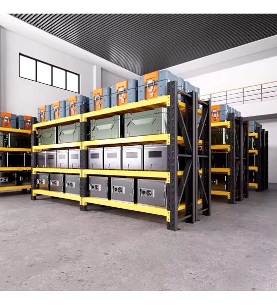 SR-12-YLW Storage rack, 5 tiers, YELLOW, adjustable, 200x60x200 cm, max. load 200 kg