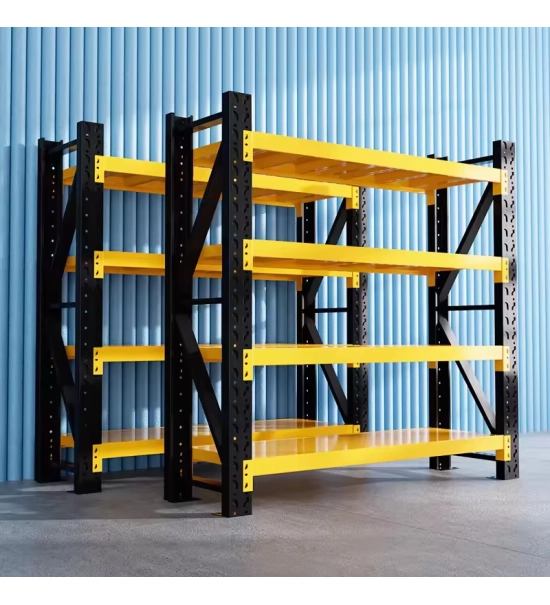 SR-12-YLW Storage rack, 5 tiers, YELLOW, adjustable, 200x60x200 cm, max. load 200 kg