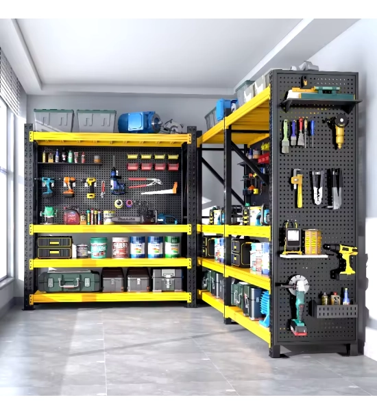 SR-12-YLW Storage rack, 5 tiers, YELLOW, adjustable, 200x60x200 cm, max. load 200 kg