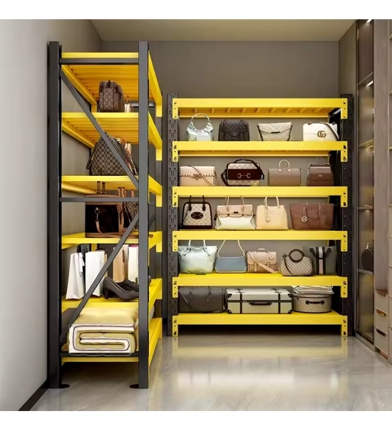 SR-12-YLW Storage rack, 5 tiers, YELLOW, adjustable, 200x60x200 cm, max. load 200 kg
